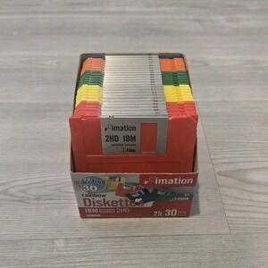 Imation 2HD IBM Formatted 25 Total Colored Diskettes 1.44 MB Open Box